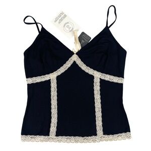 Urban Renewal Urban Outfitters Black Lace Trim Camisole Top Vintage Fabric Med